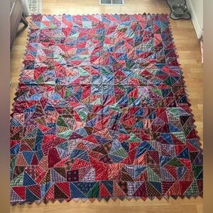 Vintage Handmade Crazy Quilt Topper 90x70